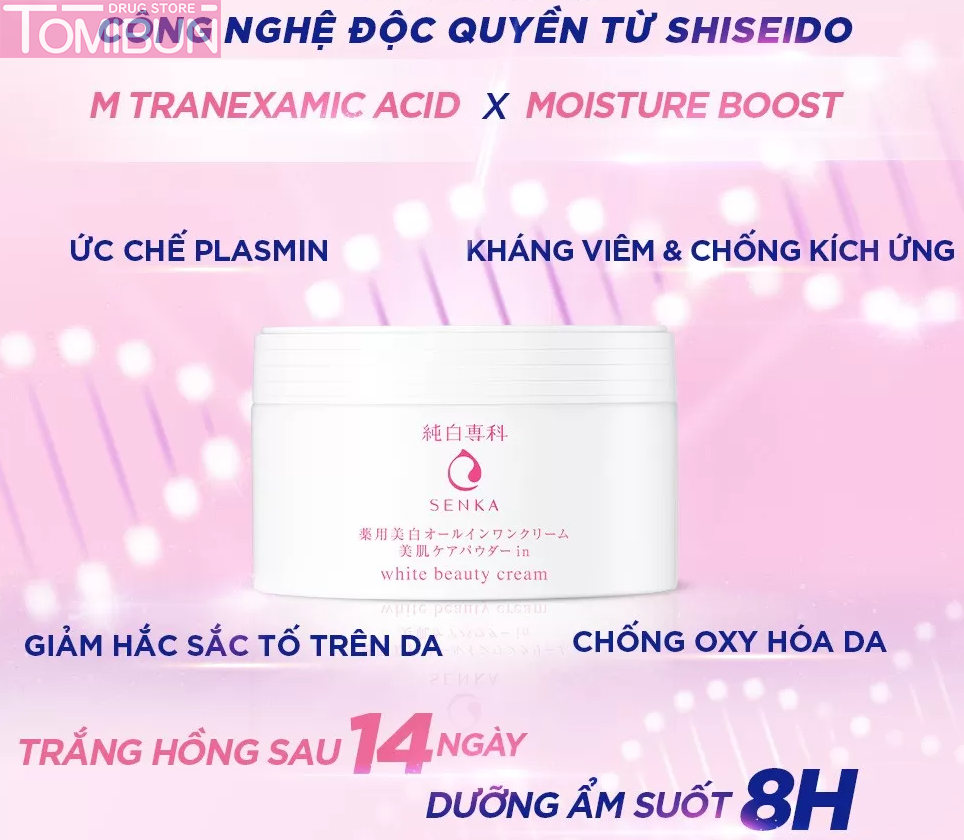 KEM DƯỠNG SÁNG DA & NÂNG TÔNG 3 TRONG 1 SENKA WHITE BEAUTY CREAM 100G